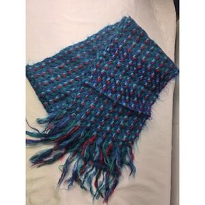 Avoca 92% Wool 8% Nylon Blue Scarf Made in Ireland Dringe Preppy Classic